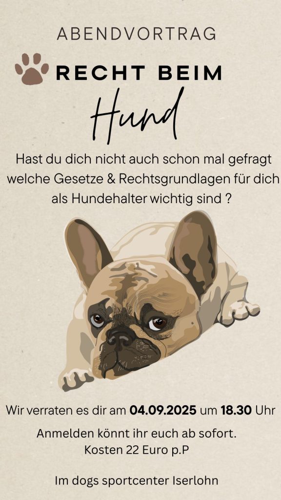 Recht beim Hund,dogs sportcenter Iserlohn Abendvortrag